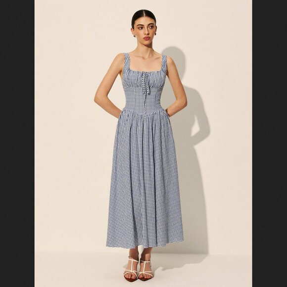 Commense Blue and White Checkered Maxi Dress - Picture 1 of 6